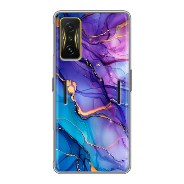 Силиконовый чехол на Xiaomi Poco F4 GT с принтом синий мрамор Силиконовый чехол на Xiaomi Poco F4 GT с принтом синий мрамор