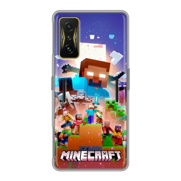 Силиконовый чехол на Xiaomi Poco F4 GT с принтом Майнкрафт Minecraft Силиконовый чехол на Xiaomi Poco F4 GT с принтом Майнкрафт Minecraft
