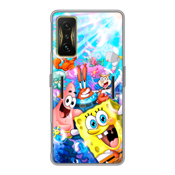 Силиконовый чехол на Xiaomi Poco F4 GT с принтом спанчбоб спанч боб Силиконовый чехол на Xiaomi Poco F4 GT с принтом спанчбоб спанч боб