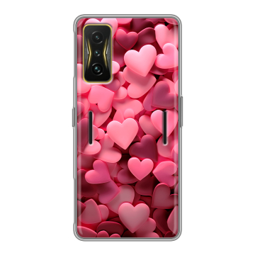 Силиконовый чехол на Xiaomi Poco F4 GT с принтом розовые сердечки Силиконовый чехол на Xiaomi Poco F4 GT с принтом розовые сердечки