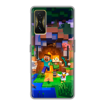 Силиконовый чехол на Xiaomi Poco F4 GT с принтом Майнкрафт Minecraft Силиконовый чехол на Xiaomi Poco F4 GT с принтом Майнкрафт Minecraft