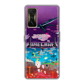 Силиконовый чехол на Xiaomi Poco F4 GT с принтом Майнкрафт Minecraft Силиконовый чехол на Xiaomi Poco F4 GT с принтом Майнкрафт Minecraft