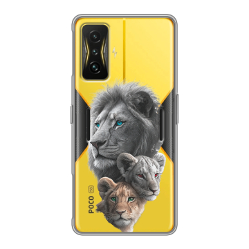 Силиконовый чехол на Xiaomi Poco F4 GT с принтом Львы Силиконовый чехол на Xiaomi Poco F4 GT с принтом Львы