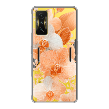 Силиконовый чехол на Xiaomi Poco F4 GT с принтом Бежевые цветы Силиконовый чехол на Xiaomi Poco F4 GT с принтом Бежевые цветы