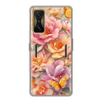 Силиконовый чехол на Xiaomi Poco F4 GT с принтом Цветы и бабочки Силиконовый чехол на Xiaomi Poco F4 GT с принтом Цветы и бабочки
