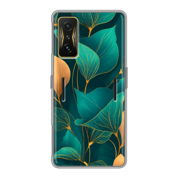 Силиконовый чехол на Xiaomi Poco F4 GT с принтом Листья и золото Силиконовый чехол на Xiaomi Poco F4 GT с принтом Листья и золото