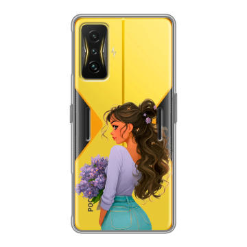 Силиконовый чехол на Xiaomi Poco F4 GT с принтом девушка цветы Силиконовый чехол на Xiaomi Poco F4 GT с принтом девушка цветы