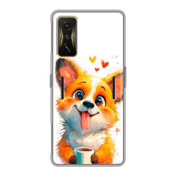 Силиконовый чехол на Xiaomi Poco F4 GT с принтом корги Силиконовый чехол на Xiaomi Poco F4 GT с принтом корги