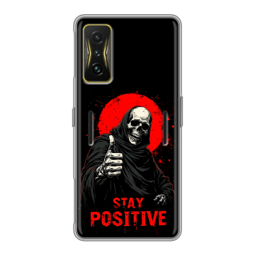 Силиконовый чехол на Xiaomi Poco F4 GT с принтом смешной скелет Силиконовый чехол на Xiaomi Poco F4 GT с принтом смешной скелет