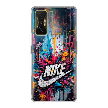 Силиконовый чехол на Xiaomi Poco F4 GT с принтом Nike Найк Силиконовый чехол на Xiaomi Poco F4 GT с принтом Nike Найк