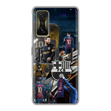 Силиконовый чехол на Xiaomi Poco F4 GT с принтом Messi Barcelona Силиконовый чехол на Xiaomi Poco F4 GT с принтом Messi Barcelona