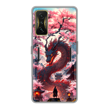 Силиконовый чехол на Xiaomi Poco F4 GT с принтом Дракон Японский Силиконовый чехол на Xiaomi Poco F4 GT с принтом Дракон Японский