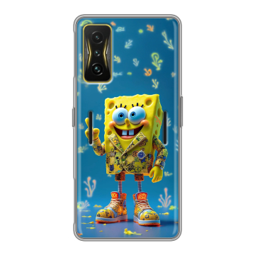 Силиконовый чехол на Xiaomi Poco F4 GT с принтом Спанч боб Спанчбоб Силиконовый чехол на Xiaomi Poco F4 GT с принтом Спанч боб Спанчбоб