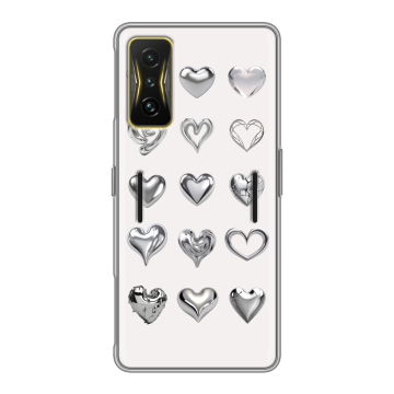 Силиконовый чехол на Xiaomi Poco F4 GT с принтом Y2K сердечки Силиконовый чехол на Xiaomi Poco F4 GT с принтом Y2K сердечки