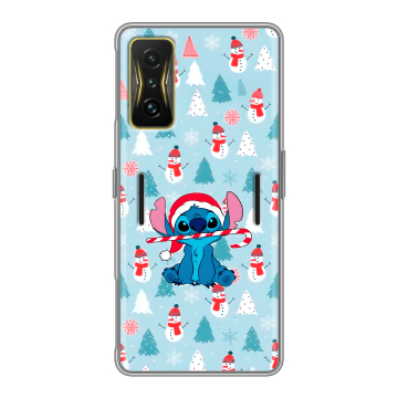 Силиконовый чехол на Xiaomi Poco F4 GT с принтом Стич Новый год Силиконовый чехол на Xiaomi Poco F4 GT с принтом Стич Новый год