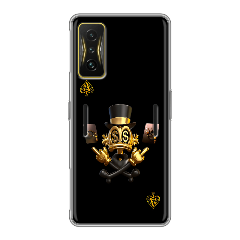 Силиконовый чехол на Xiaomi Poco F4 GT с принтом Золотой скрудж макдак Силиконовый чехол на Xiaomi Poco F4 GT с принтом Золотой скрудж макдак