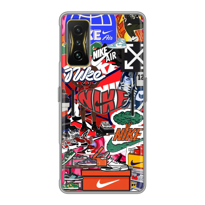 Силиконовый чехол на Xiaomi Poco F4 GT с принтом Найк Nike яркий Силиконовый чехол на Xiaomi Poco F4 GT с принтом Найк Nike яркий