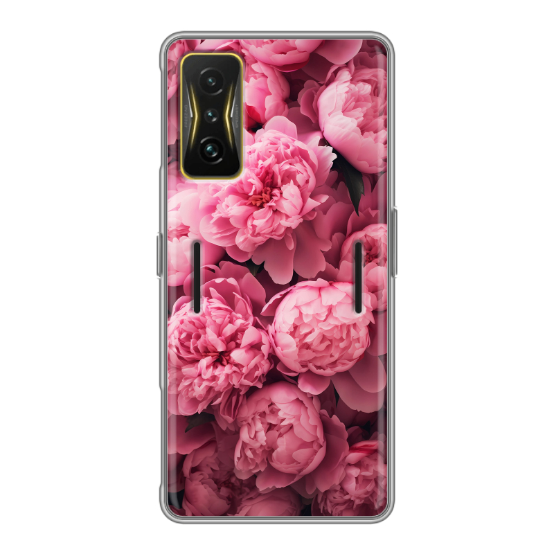 Силиконовый чехол на Xiaomi Poco F4 GT с принтом цветы пионы Силиконовый чехол на Xiaomi Poco F4 GT с принтом цветы пионы