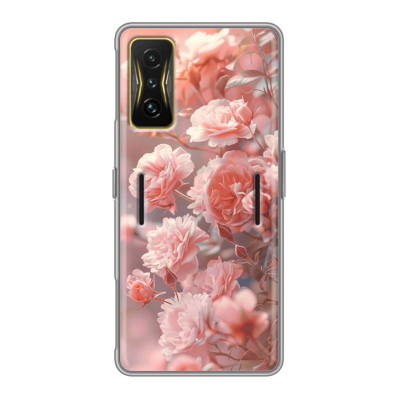 Силиконовый чехол на Xiaomi Poco F4 GT с принтом Розовые розы Силиконовый чехол на Xiaomi Poco F4 GT с принтом Розовые розы