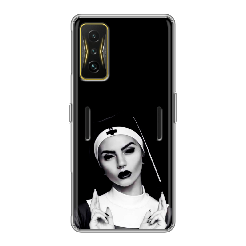 Силиконовый чехол на Xiaomi Poco F4 GT с принтом монашка Силиконовый чехол на Xiaomi Poco F4 GT с принтом монашка