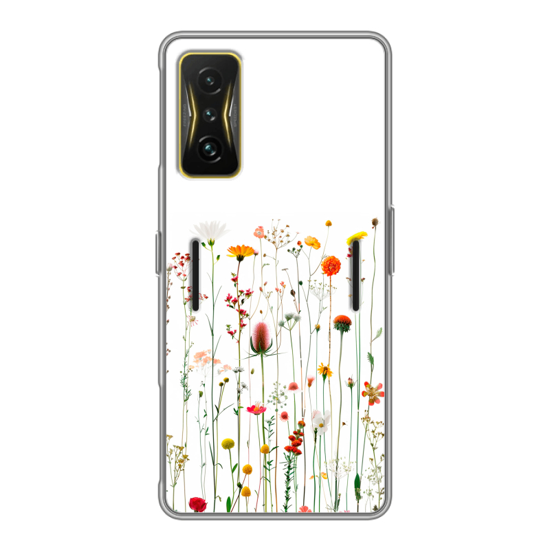 Силиконовый чехол на Xiaomi Poco F4 GT с принтом цветы Силиконовый чехол на Xiaomi Poco F4 GT с принтом цветы