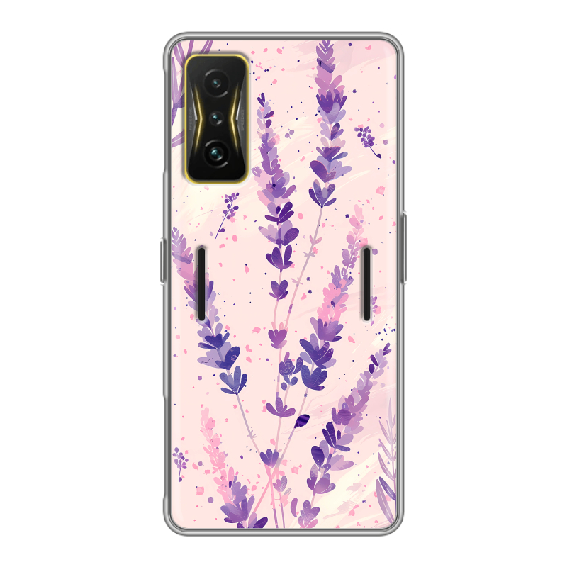 Силиконовый чехол на Xiaomi Poco F4 GT с принтом цветы лаванда Силиконовый чехол на Xiaomi Poco F4 GT с принтом цветы лаванда