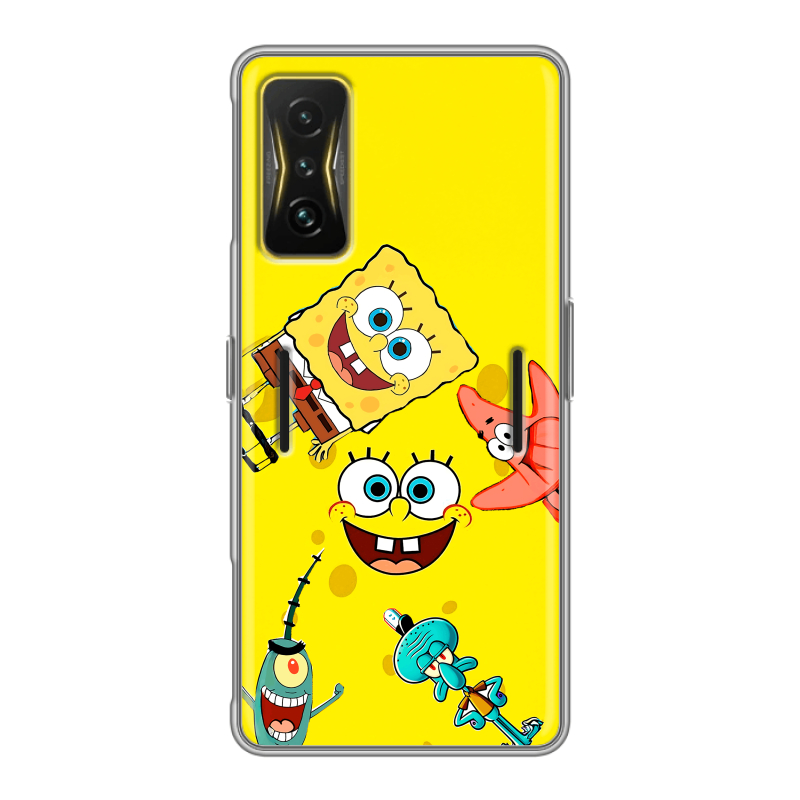 Силиконовый чехол на Xiaomi Poco F4 GT с принтом Спанч боб Спанчбоб Силиконовый чехол на Xiaomi Poco F4 GT с принтом Спанч боб Спанчбоб