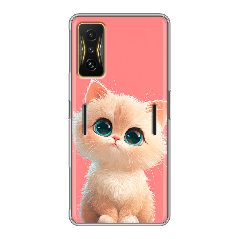Силиконовый чехол на Xiaomi Poco F4 GT с принтом Розовый котенок Силиконовый чехол на Xiaomi Poco F4 GT с принтом Розовый котенок