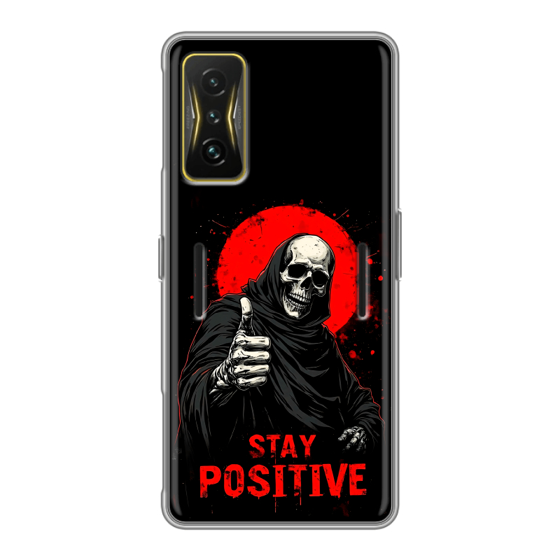 Силиконовый чехол на Xiaomi Poco F4 GT с принтом смешной скелет Силиконовый чехол на Xiaomi Poco F4 GT с принтом смешной скелет