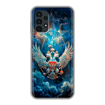 Силиконовый чехол на Samsung Galaxy A13 4G с принтом Герб флаг России