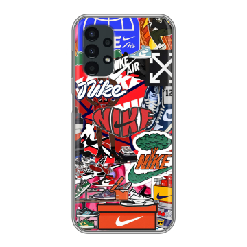 Силиконовый чехол на Samsung Galaxy A13 4G с принтом Найк Nike яркий