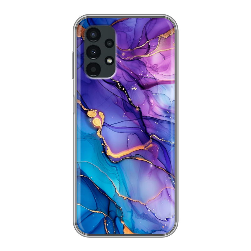 Силиконовый противоударный чехол на Samsung Galaxy A13 4G с принтом синий мрамор Силиконовый противоударный чехол на Samsung Galaxy A13 4G с принтом синий мрамор