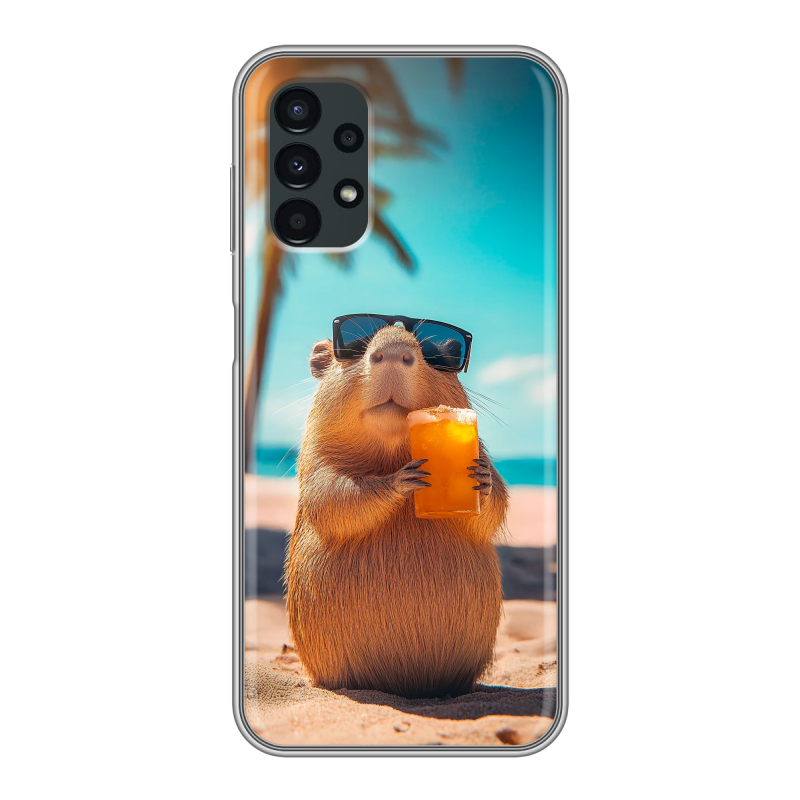 Силиконовый противоударный чехол на Samsung Galaxy A13 4G с принтом Капибара Силиконовый противоударный чехол на Samsung Galaxy A13 4G с принтом Капибара