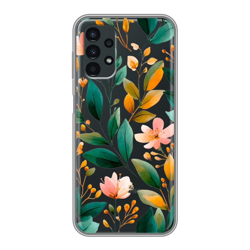 Силиконовый чехол на Samsung Galaxy A13 4G с принтом Цветы паттерн Силиконовый чехол на Samsung Galaxy A13 4G с принтом Цветы паттерн