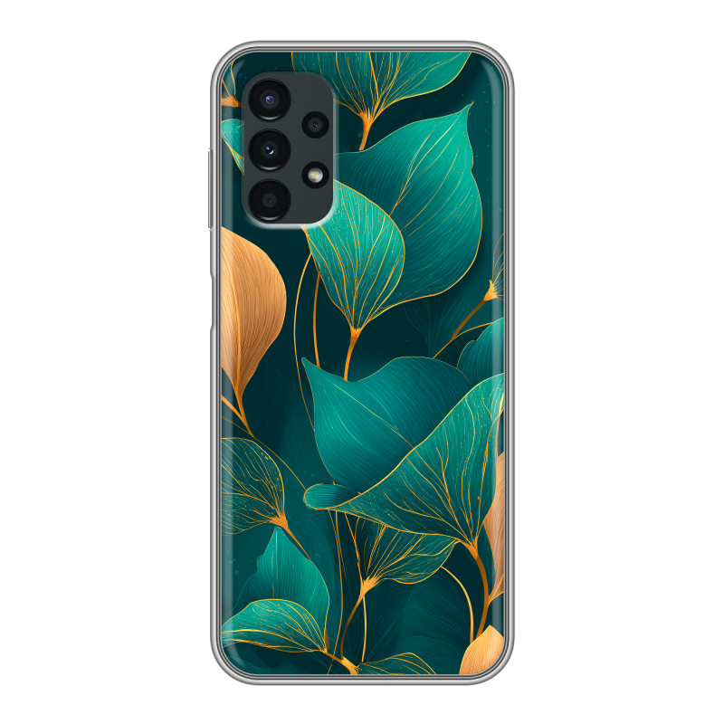 Силиконовый чехол на Samsung Galaxy A13 4G с принтом Листья и золото Силиконовый чехол на Samsung Galaxy A13 4G с принтом Листья и золото