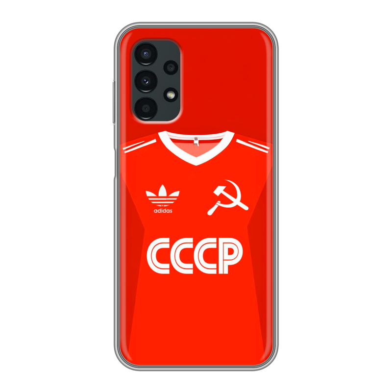 Силиконовый противоударный чехол на Samsung Galaxy A13 4G с принтом Флаг Герб СССР Силиконовый противоударный чехол на Samsung Galaxy A13 4G с принтом Флаг Герб СССР