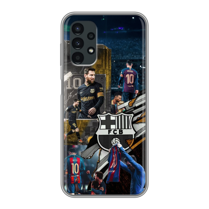 Силиконовый чехол на Samsung Galaxy A13 4G с принтом Messi Barcelona Силиконовый чехол на Samsung Galaxy A13 4G с принтом Messi Barcelona