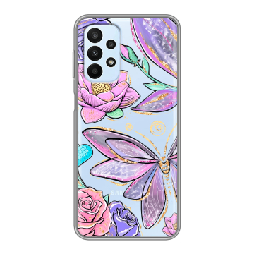 Силиконовый чехол на Samsung Galaxy A23 с принтом Бабочки и цветы