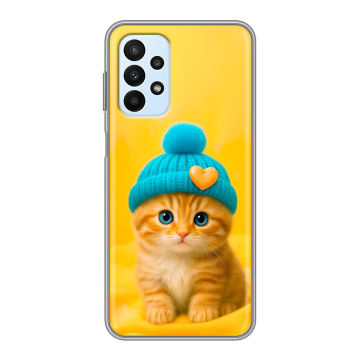 Силиконовый чехол на Samsung Galaxy A23 с принтом Котенок в шапке