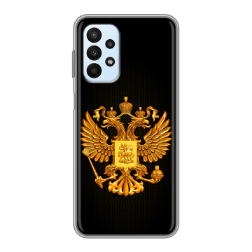 Силиконовый чехол на Samsung Galaxy A23 с принтом Герб России желтый