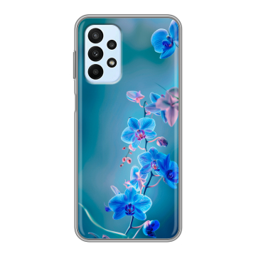 Силиконовый чехол на Samsung Galaxy A23 с принтом Голубые цветы