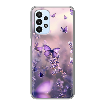 Силиконовый чехол на Samsung Galaxy A23 с принтом бабочки и лаванда