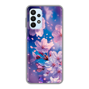 Силиконовый чехол на Samsung Galaxy A23 с принтом цветы бабочки