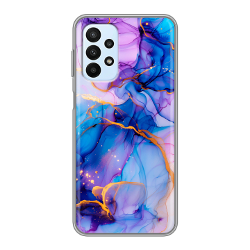 Силиконовый чехол на Samsung Galaxy A23 с принтом синий мрамор