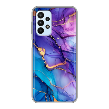 Силиконовый чехол на Samsung Galaxy A23 с принтом синий мрамор