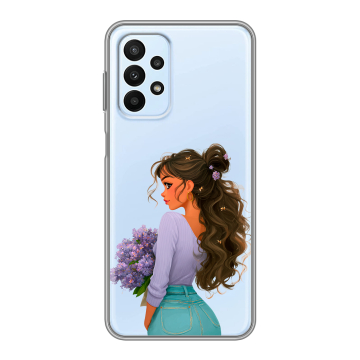 Силиконовый чехол на Samsung Galaxy A23 с принтом девушка цветы Силиконовый чехол на Samsung Galaxy A23 с принтом девушка цветы