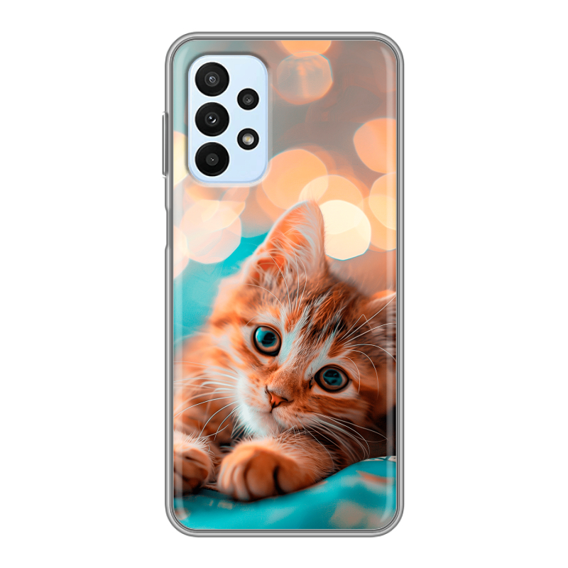 Силиконовый противоударный чехол на Samsung Galaxy A23 с принтом котик Силиконовый противоударный чехол на Samsung Galaxy A23 с принтом котик