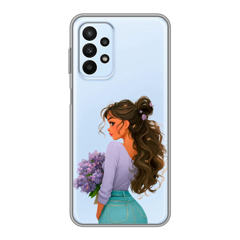 Силиконовый чехол на Samsung Galaxy A23 с принтом девушка цветы Силиконовый чехол на Samsung Galaxy A23 с принтом девушка цветы