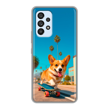 Силиконовый чехол на Samsung Galaxy A33 5G с принтом Корги на скейте Силиконовый чехол на Samsung Galaxy A33 5G с принтом Корги на скейте