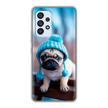 Силиконовый чехол на Samsung Galaxy A33 5G с принтом Мопс в шапке Силиконовый чехол на Samsung Galaxy A33 5G с принтом Мопс в шапке
